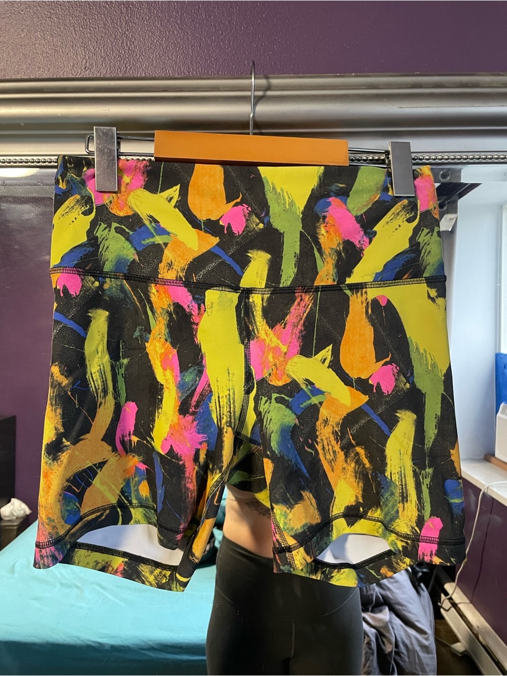 lululemon Multicolor Neon Brushstroke Bike Shorts